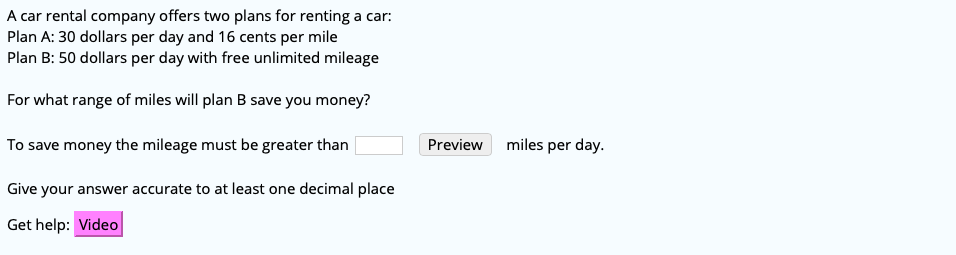 Solved A Car Rental Company Offers Two Plans For Renting A | Chegg.com