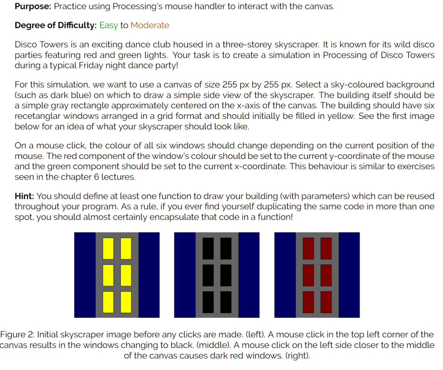 Solved Purpose: Practice using Processing's mouse handler to | Chegg.com