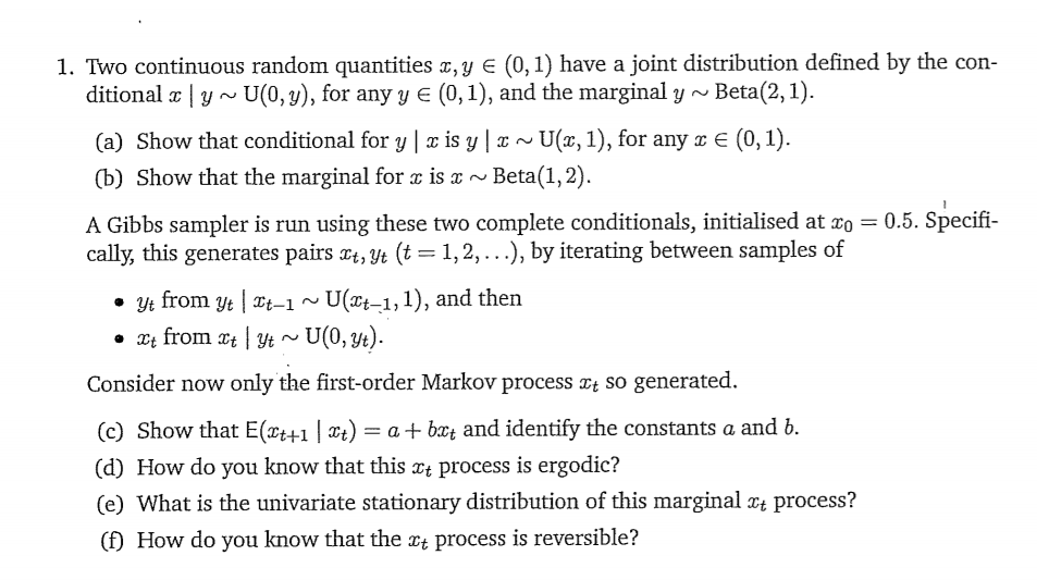 1 Two Continuous Random Quantities X Y 0 1 H Chegg Com