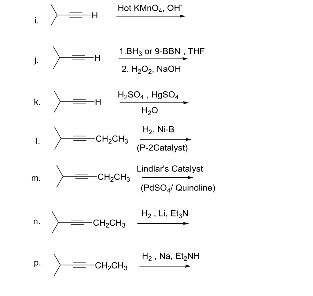 Solved Hot KMnO4, OH 1.BH3 or 9-BBN , THE j . H 2. H2O2, | Chegg.com