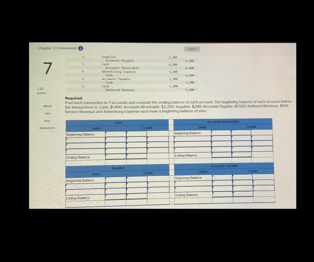 Solved Chapter 2: Homework (i) 121 points Required: Post | Chegg.com
