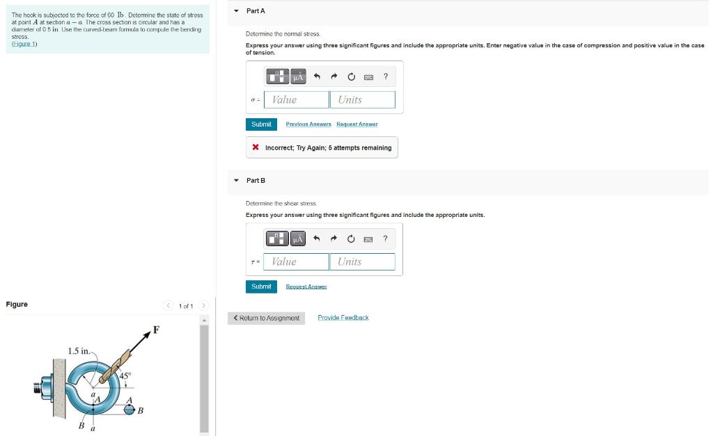 Solved - Part A Determine the normal stress. Express your | Chegg.com