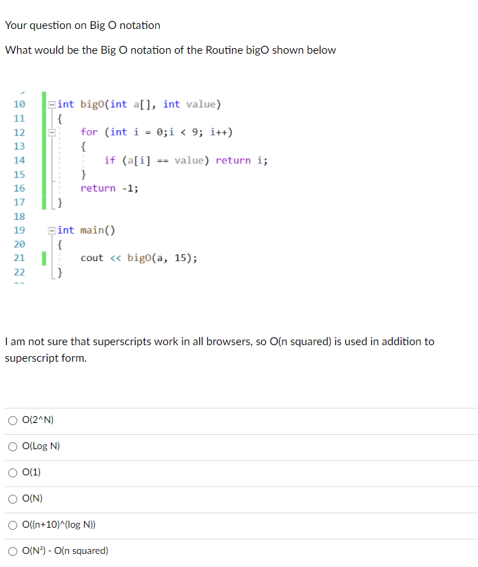 Solved Your question on Big O notation What would be the Big | Chegg.com
