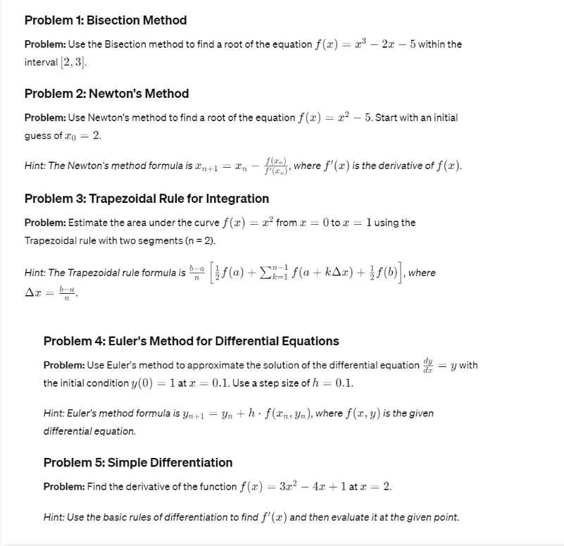 Solved Problem 4: Euler's Method For Differential | Chegg.com