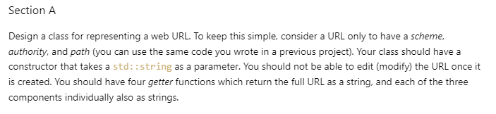 Solved Section A Design a class for representing a web URL. | Chegg.com