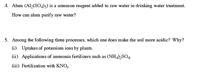 Solved 4 Alum Al2 So4 3 Is A Common Reagent Added To R Chegg Com