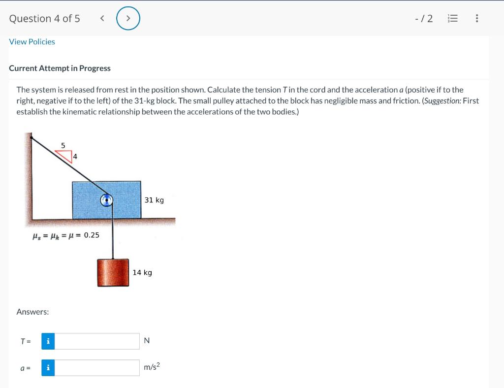 Solved The system is released from rest in the position | Chegg.com