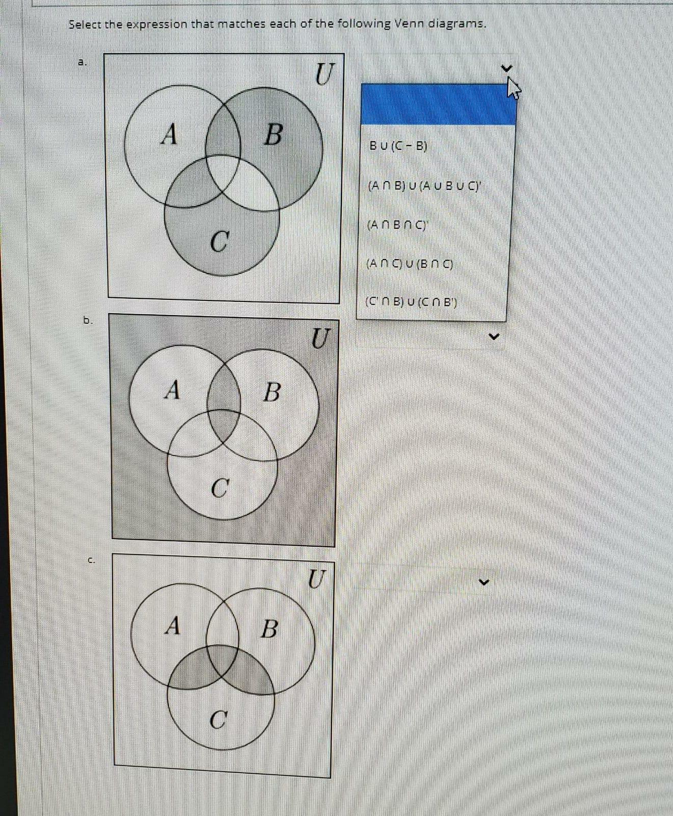 Solved Select The Expression That Matches Each Of The | Chegg.com