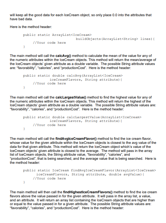 Programming Project 7 - Ice Cream Analysis 2 Note: | Chegg.com