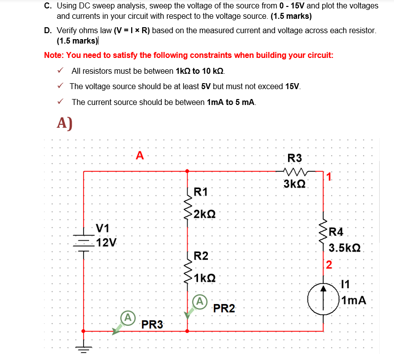 Solved C. Using DC sweep analysis, sweep the voltage of the | Chegg.com