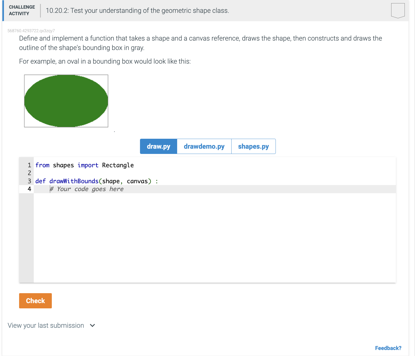 Solved Define and implement a function that takes a shape | Chegg.com