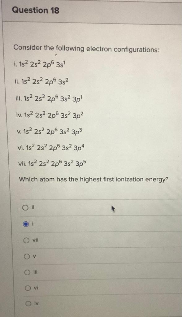 Solved Question 19 Consider the following electron | Chegg.com