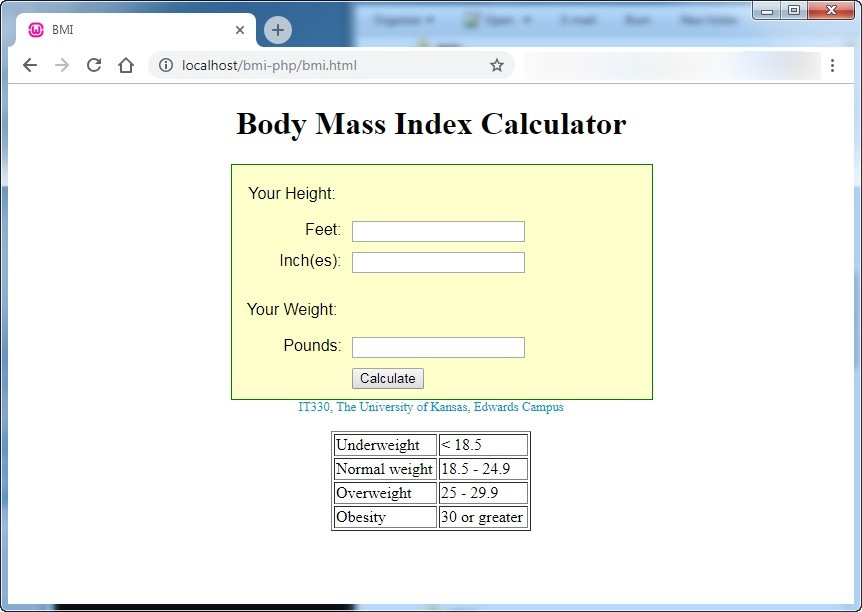 Body Mass Index (BMI) Calculator BMI is a measure of