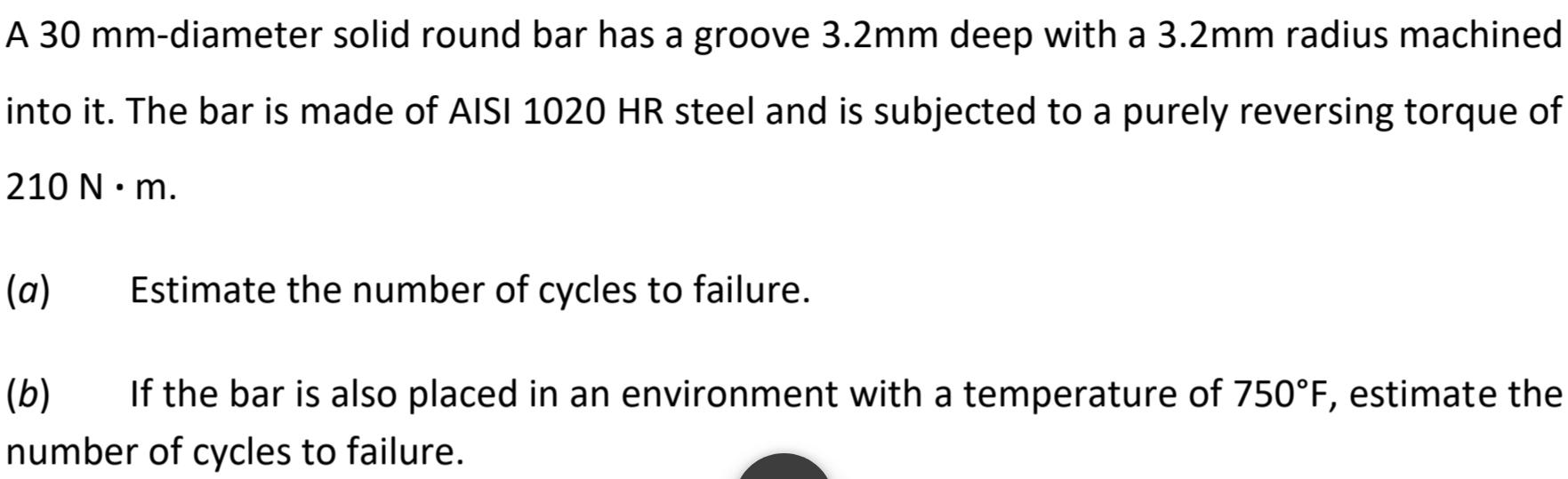 Solved A 30 mm-diameter solid round bar has a groove | Chegg.com
