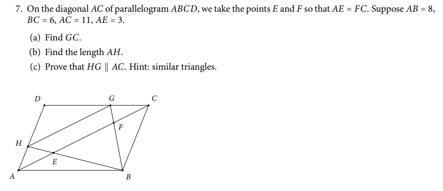 Solved 7. On the diagonal AC of parallelogram ABCD, we take | Chegg.com