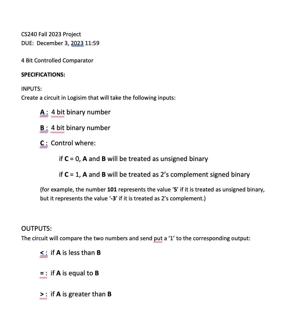Solved if C=0,A and B will be treated as unsigned binary if | Chegg.com