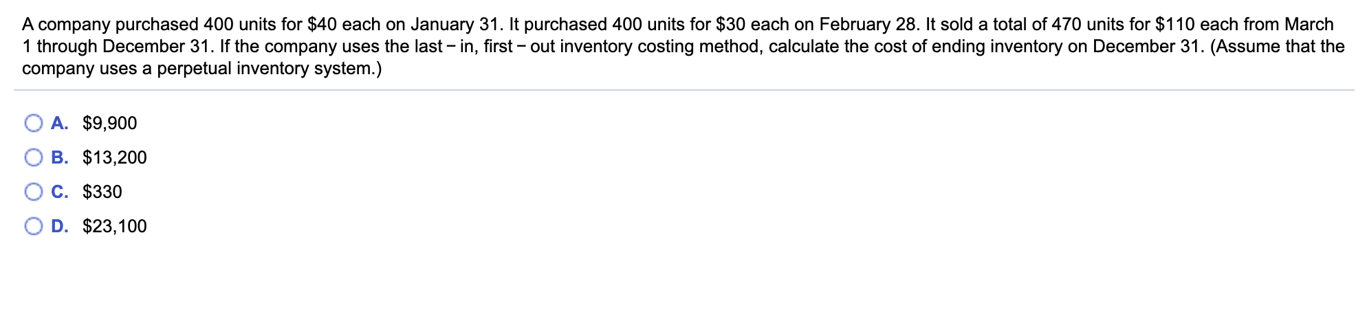 Solved A company purchased 400 units for $40 each on January | Chegg.com