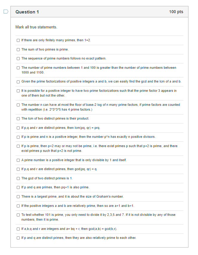 Solved Question 1 100 Pts Mark All True Statements If Th Chegg Com