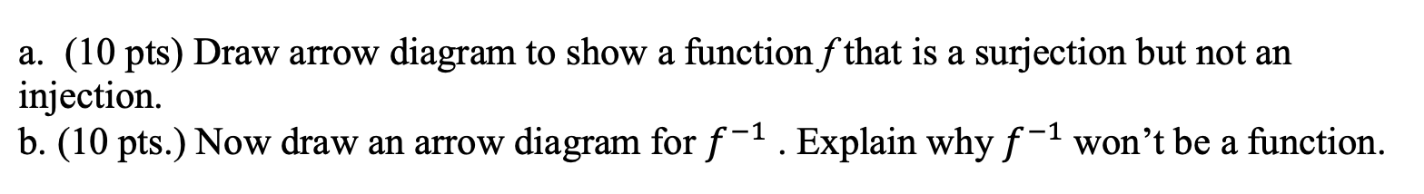 Solved a. (10 pts) Draw arrow diagram to show a function f | Chegg.com