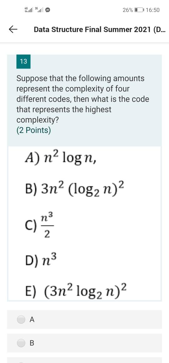 Solved 26%D1 16:50 个 Data Structure Final Summer 2021 (D... | Chegg.com