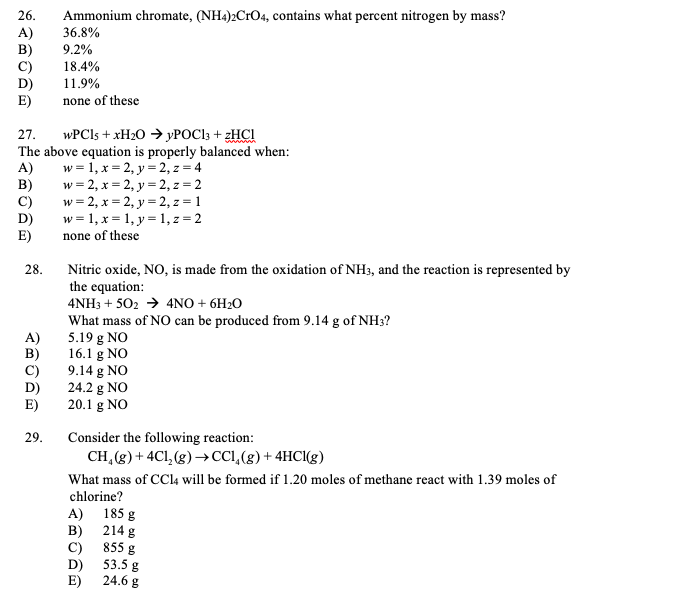 Solved 26. Ammonium chromate, (NH4)2CrO4, contains what | Chegg.com