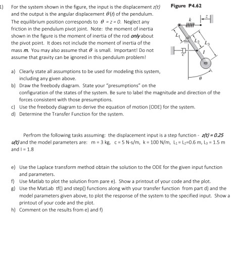 Solved For the system shown in the figure, the input is the | Chegg.com