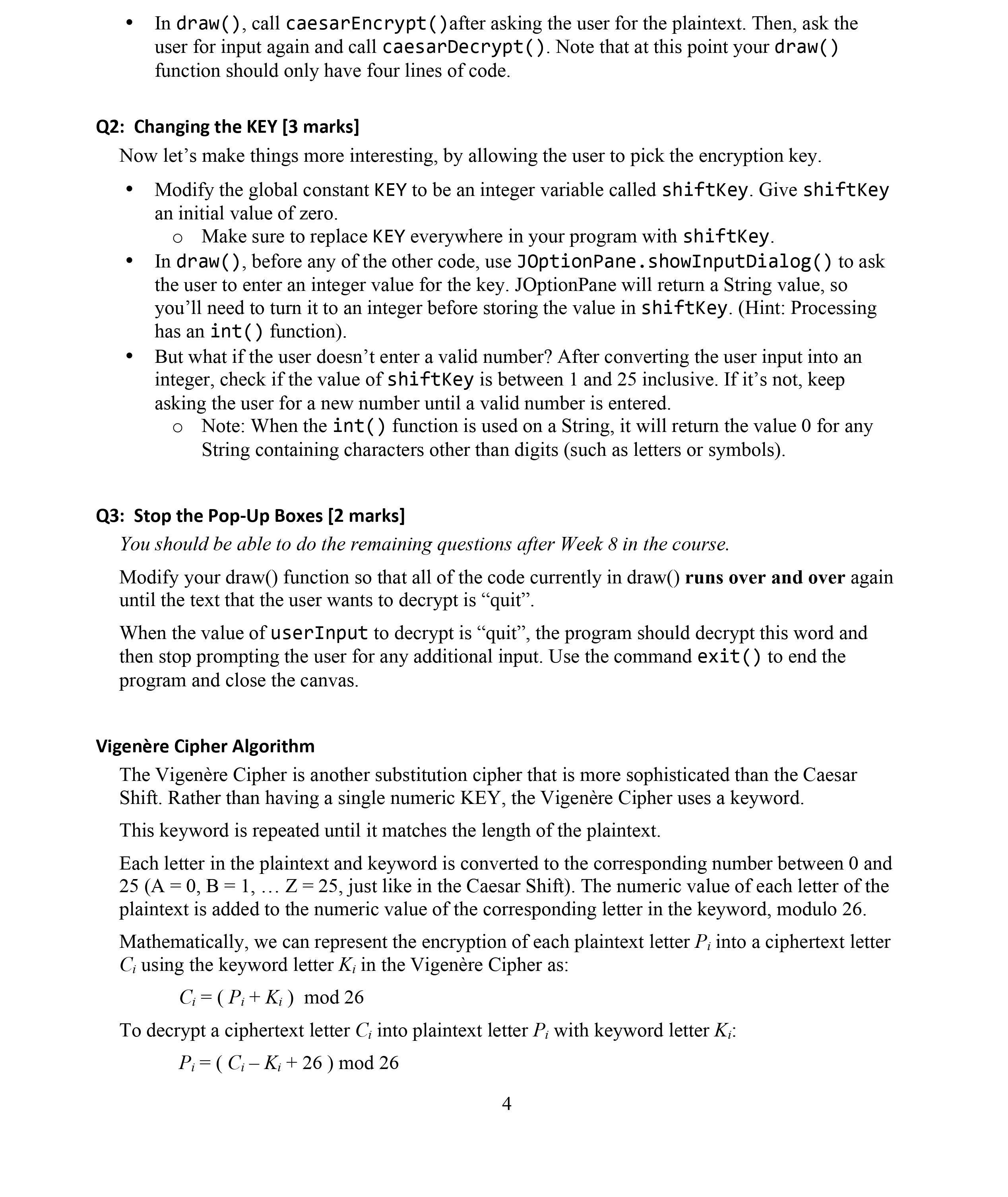 Caesar Shift Algorithm You should be able to do Q1 & | Chegg.com