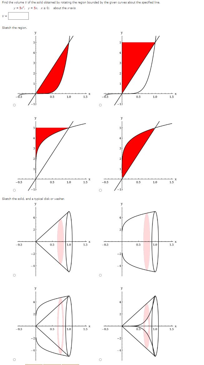 Solved Find the volume V of the solid obtained by rotating | Chegg.com