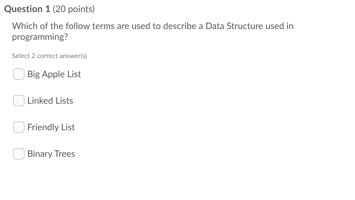 Solved Question 1 (20 points) Which of the follow terms are | Chegg.com