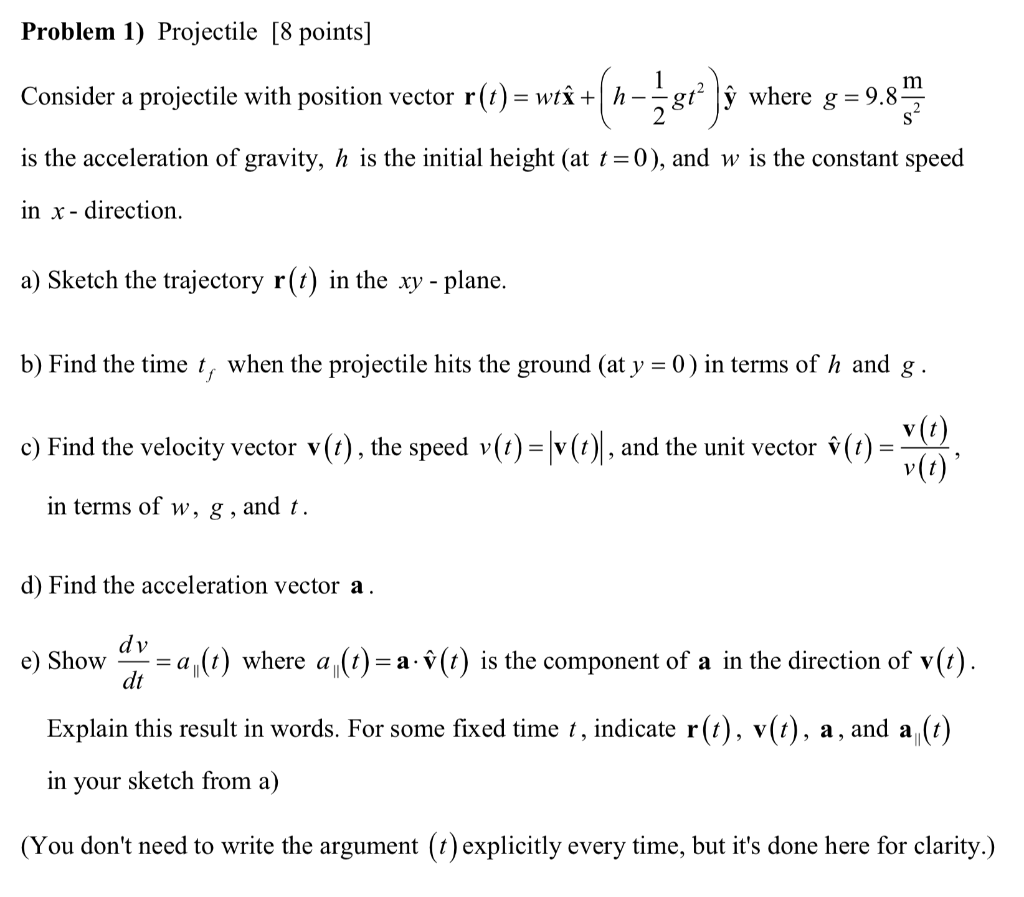 Solved Problem 1 Projectile 8 Points Consider A Projec Chegg Com