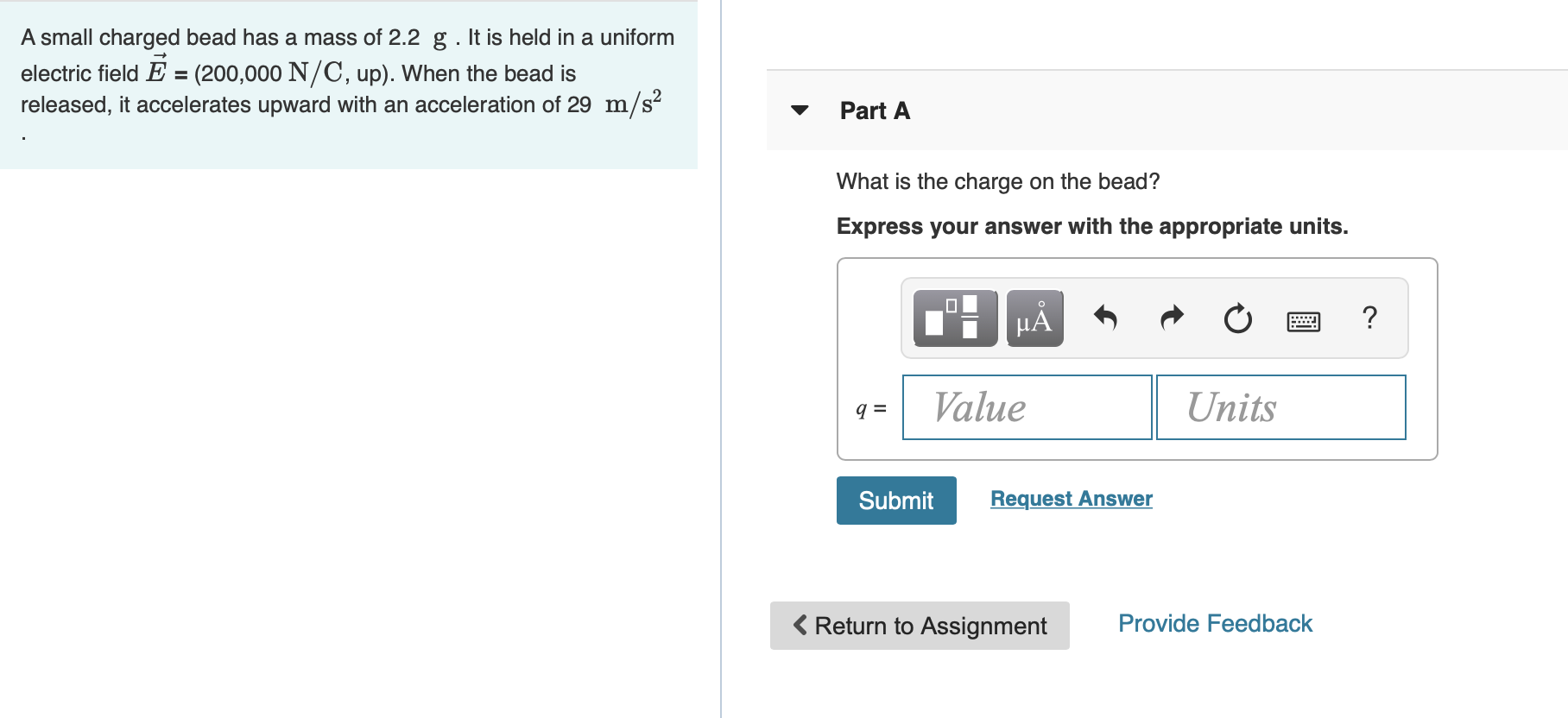 Solved An electric field E = ( 1.5x105 N/C, right) causes | Chegg.com