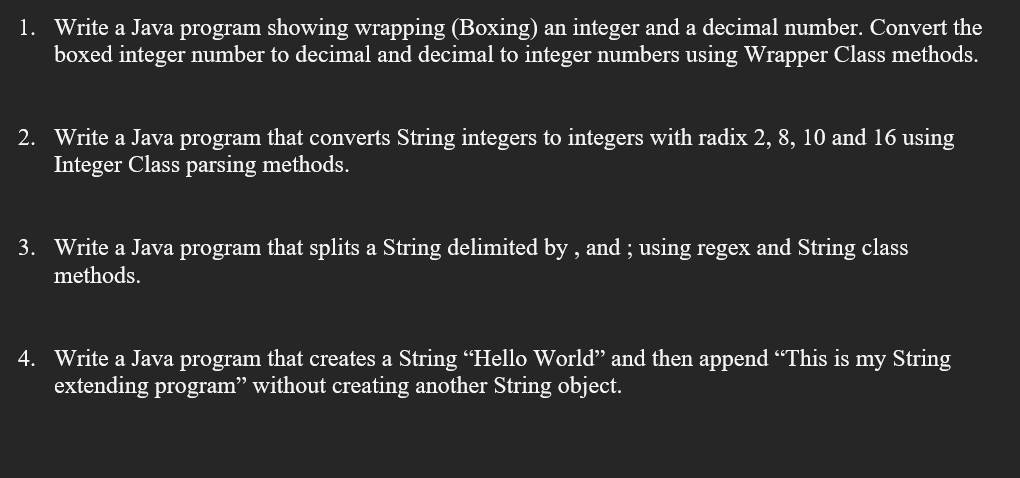 Solved 1. Write a Java program showing wrapping (Boxing) an | Chegg.com