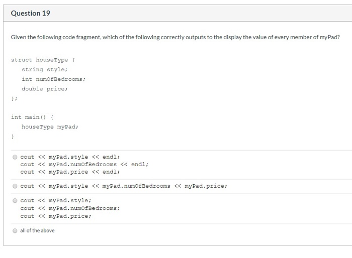 Solved Question 16 Given the following code fragment, which | Chegg.com