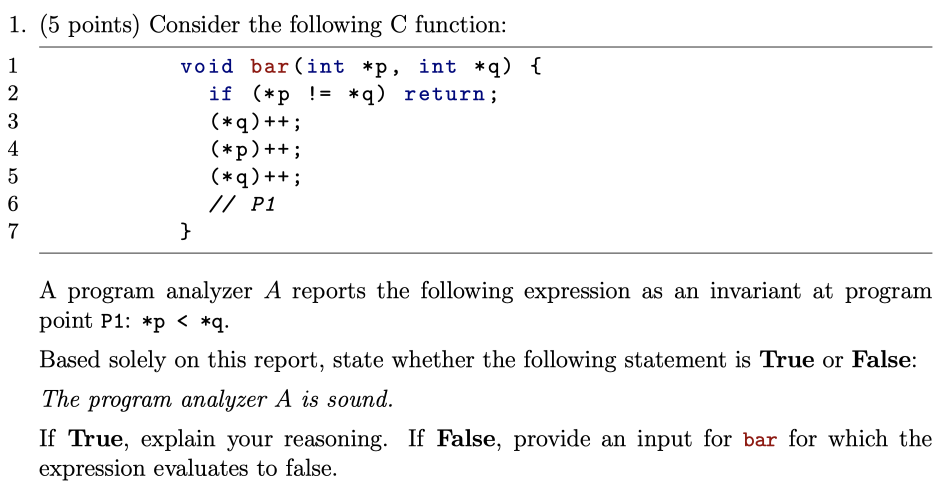 1 5 Points Consider The Following C Function 1 Chegg Com