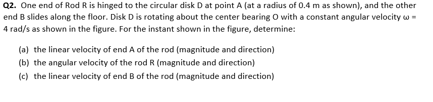 Solved Q2. One end of Rod R is hinged to the circular disk D | Chegg.com