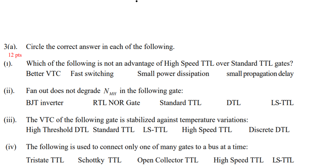Solved Circle the correct answer in each of the following. | Chegg.com