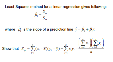 Solved Least-Squares method for a linear regression gives | Chegg.com