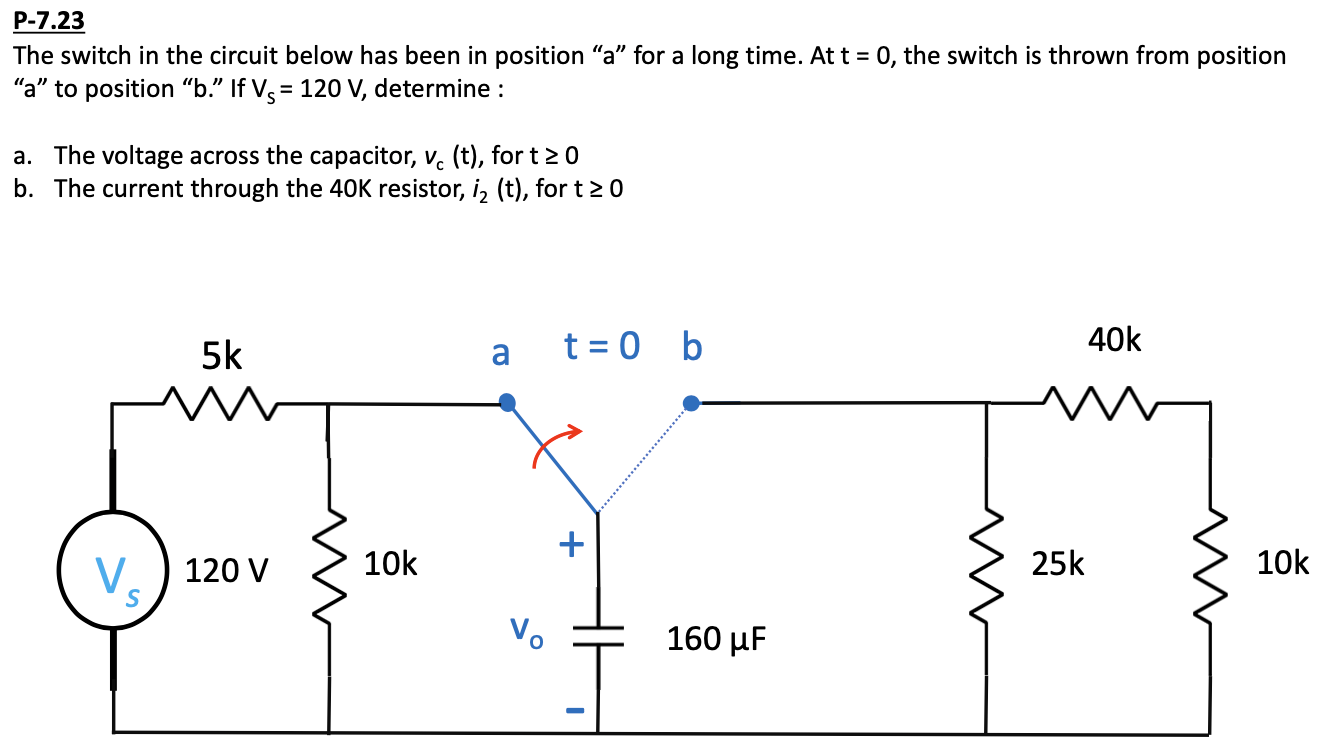 Solved The Switch In The Circuit Below Has Been In Position | Chegg.com