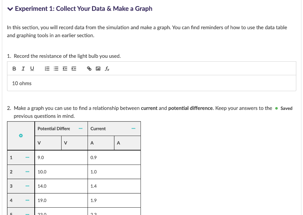 Solved v experiment 1 collect your data make a graph in chegg