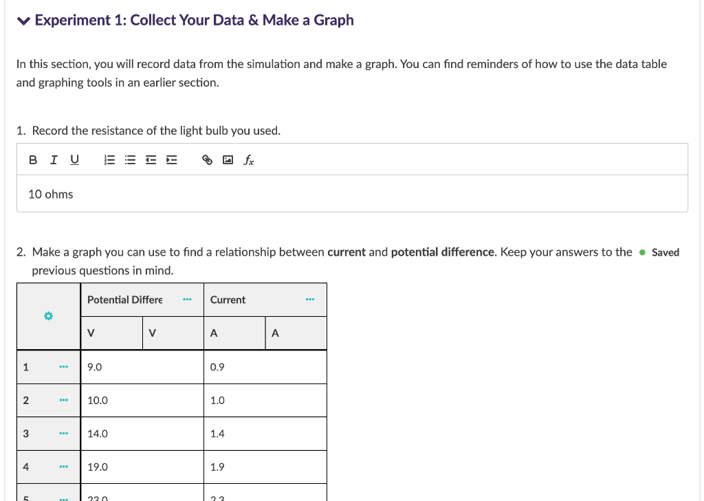 Solved V Experiment 1 Collect Your Data Make A Graph In Chegg