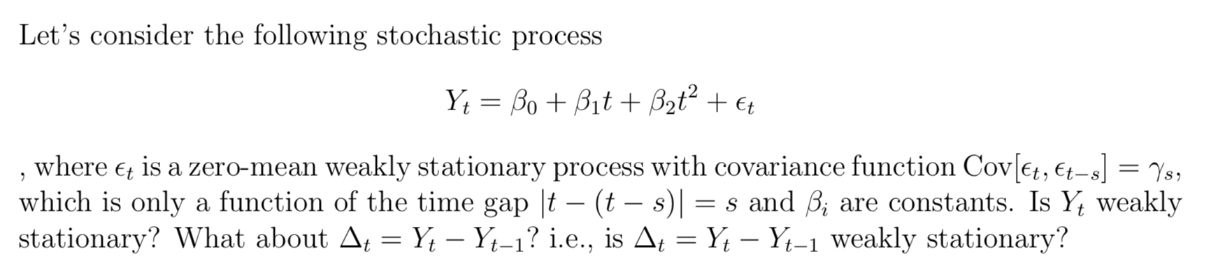 Solved Let's consider the following stochastic process Y4 = | Chegg.com