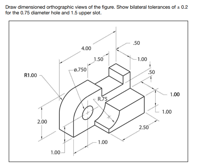 Solved Draw Dimension Orthographic Views (top, Front, Side) 