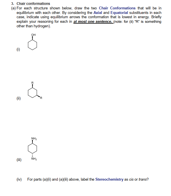 Solved 3. Chair conformations (a) For each structure shown | Chegg.com