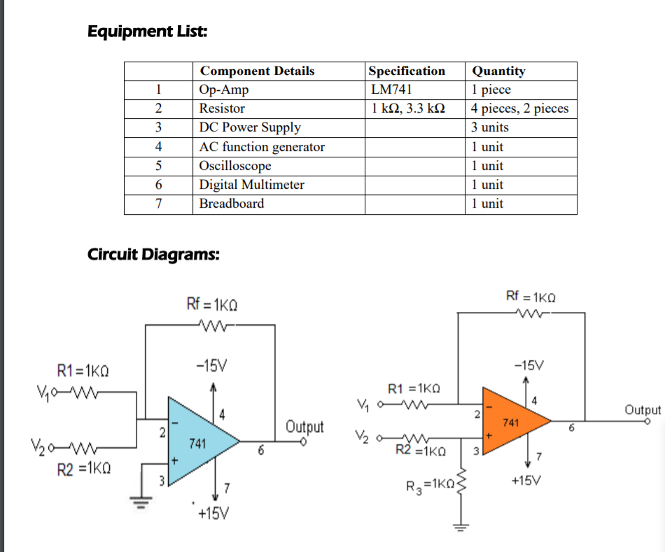 Subtractor Circuit Using Op Amp 741 - Circuit Diagram