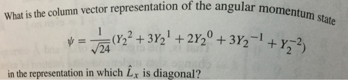 Solved What is the column vector representation of the | Chegg.com