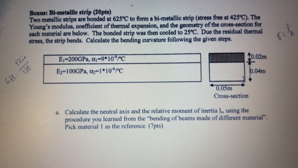 Bonus: Bi-metallie Strip (20pts) Two Metallic Strips | Chegg.com
