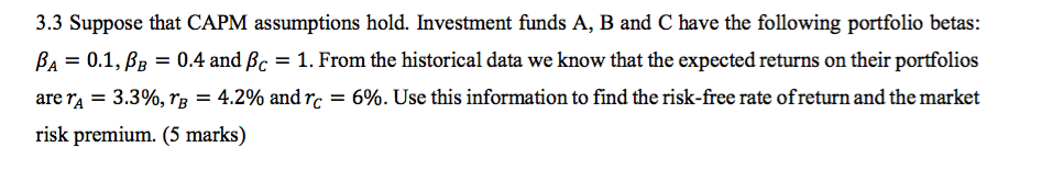 Solved Question 3 (30 marks) 3.1 “In the CAPM the market | Chegg.com