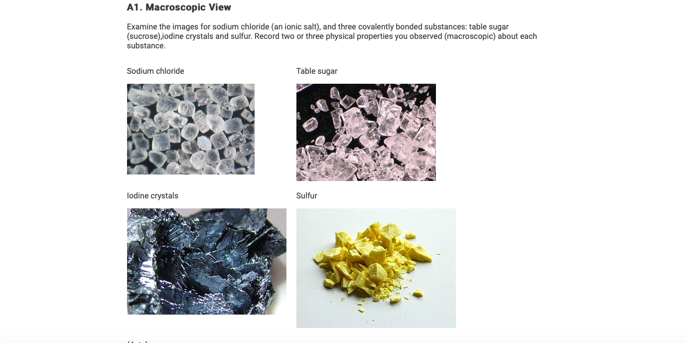 Solved A1. Macroscopic View Examine the images for sodium