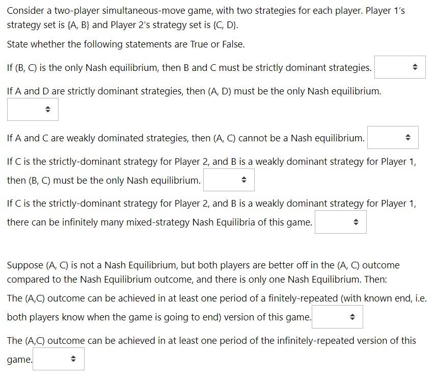 Problem Set 1 (I) Consider a game with two players