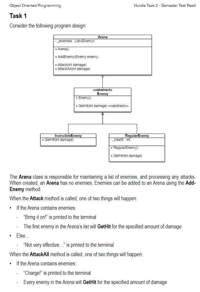 Task 1 Consider the following program design: The | Chegg.com